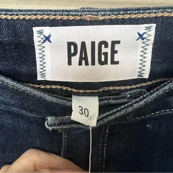 Paige Brigitte Crop Jeans Designer Straight Leg Boyfriend Jeans Dark Wash 30